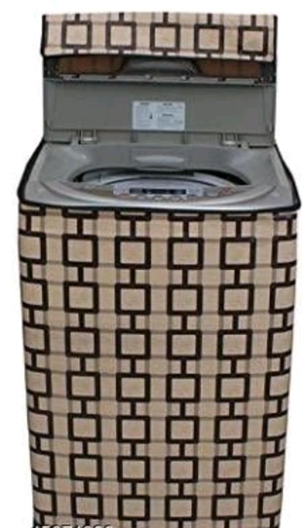 DREAM CURE Portable Washing Machine Brown Color Printed   PVC Cover,Top Load Waher Dryer Cover Water Proof ,  Full Automatic /Wheel Washing Machine Cover For 6 Kg Cover -  Grey